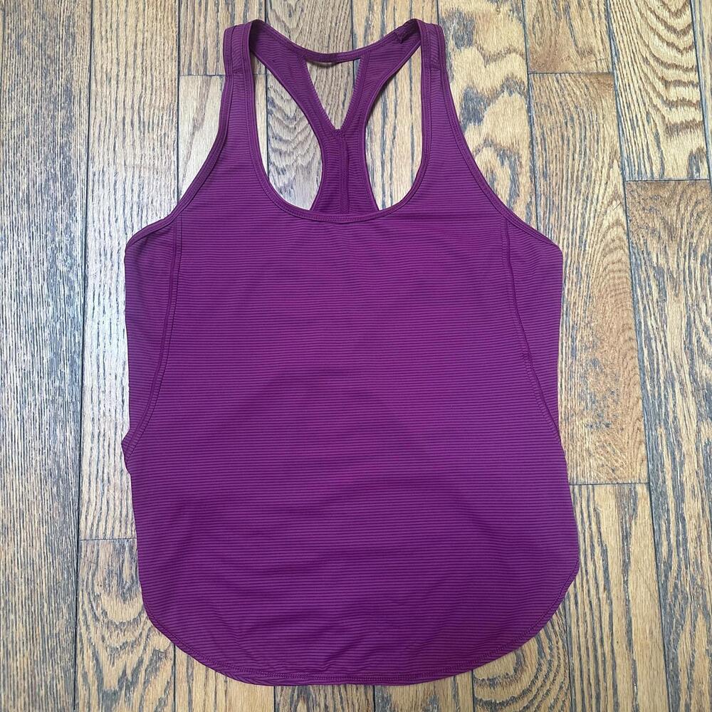 Zella Women’s Maroon and Black Striped Racerback Workout Tank Top - Size Small